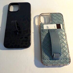 Blue Woven Walli Case and Black on Black Leopard Loopy Case for Iphone 13